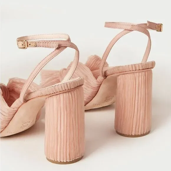 Loeffler Randall Reed High Heel Pleated Sandals in Beauty, New, Size 5 - Picture 6 of 14